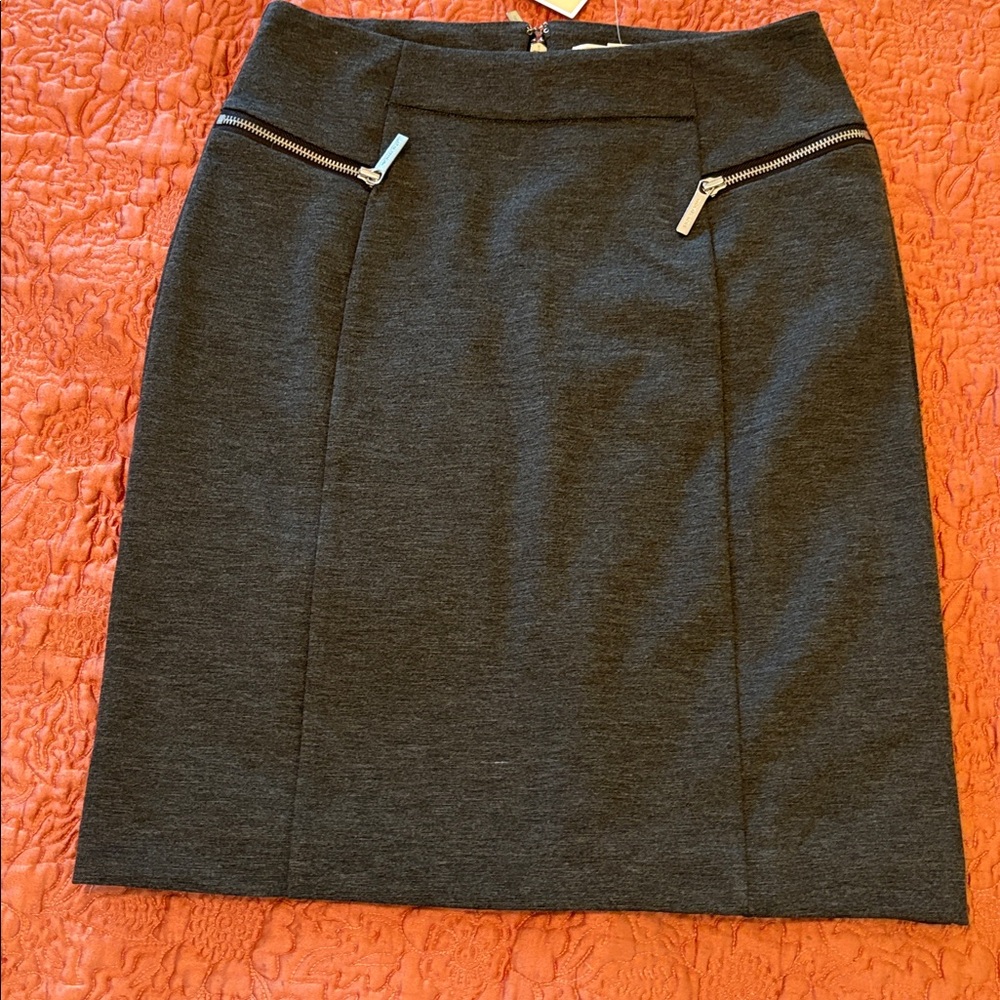 {MICHAEL Michael Kors} Charcoal Gray Pencil Skirt lined with Faux Pockets
